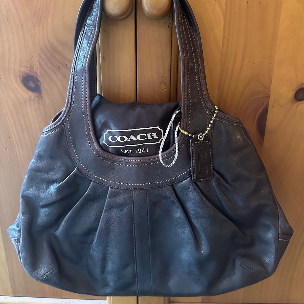 Beautiful Soft Leather Dark Brown Coach Bag
